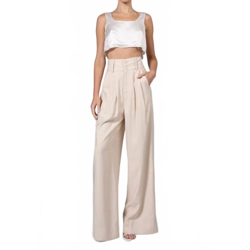 NEW NONCHALANT LABEL paige wide leg pants in oat